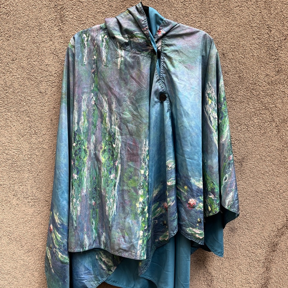Monet French poncho Blue and Green Cape